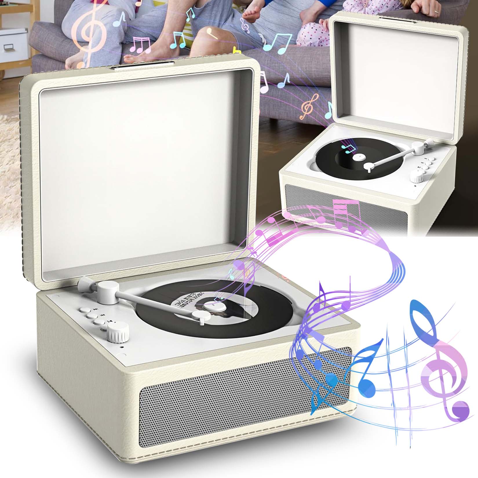 CD player portabil multifunctional, Bluetooth 5.2, Boxe HiFi