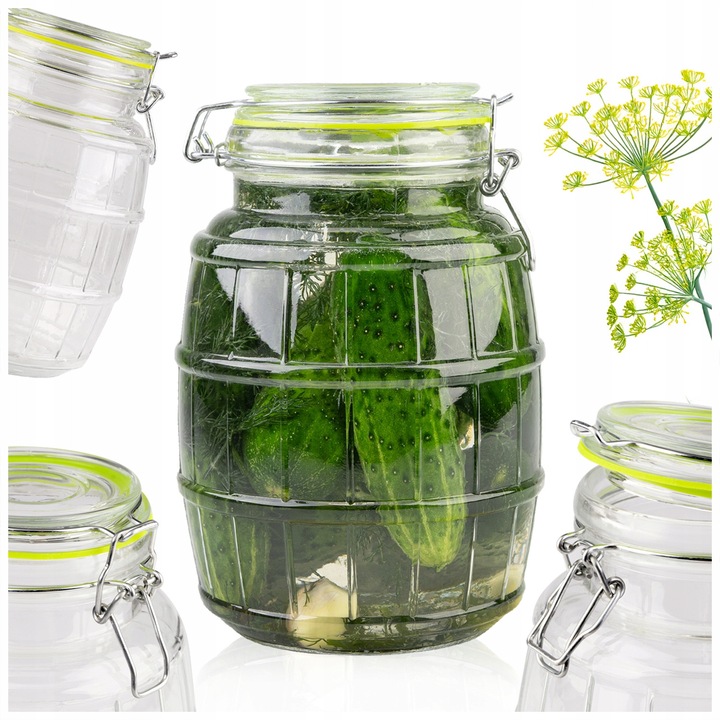 Üveg, SuperButelki, 1,7 literes, Weck Pot szilárd élelmiszerek tartósítására, átlátszó
