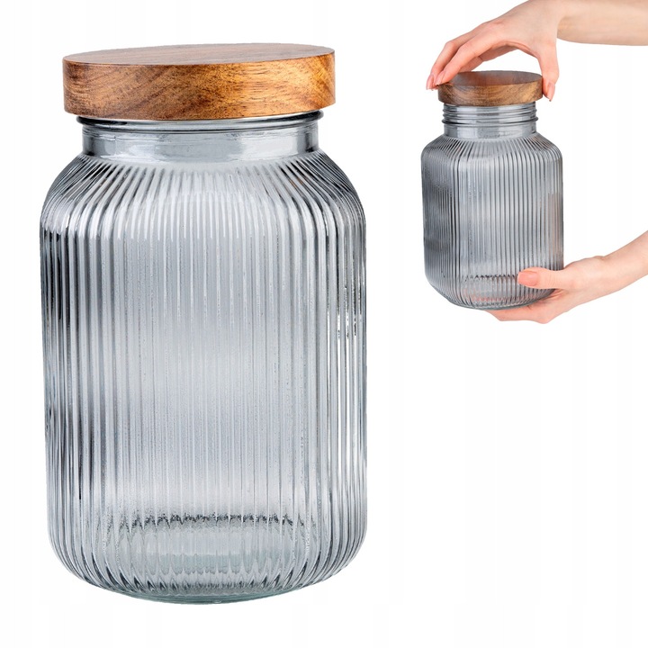 Recipient Din Sticla, Superbutelki, 2000 ml, Sigur Pentru Depozitarea Alimentelor, Decorativ, Pentru Produse De Patiserie, Pentru Dulciuri, Material Rezistent, 20.8 x 12.8 x 8.5 cm, Greutate 808 g, Gri