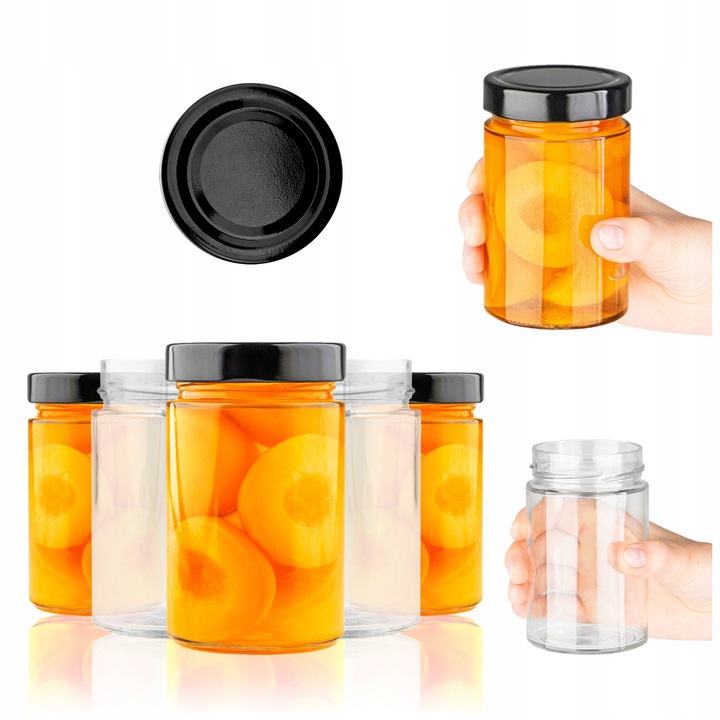 Set De 50 Borcane, 330 Ml, Sticla, SuperButelki, Cu Capace Cu surub, Pentru Conserve, Gem, Miere, Transparent