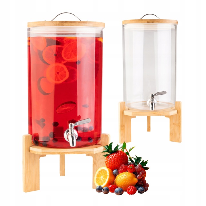 Буркан от стъкло, SuperButelki, 7.5 л, с кран, дозиращ контейнер за сокове, напитки и лимонади, прозрачен