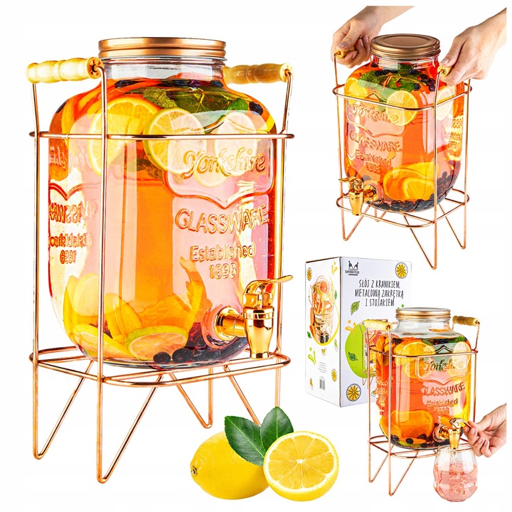 Буркан с кранче, SuperButelki, 5 л, за лимонада, сок, алкохол, напитки, вода, декантер буркан, прозрачен