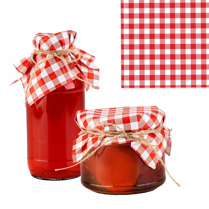 Set Borcane Cu Capisoane, Superbutelki, Servetele Imprimate Pe Hartie De Inalta Calitate, Element Decorativ Pentru Conserve Si Cadouri Handmade, Pentru Depozitare In Camara Si Frigider, 140 x 140 mm, Rosu, 50 Buc