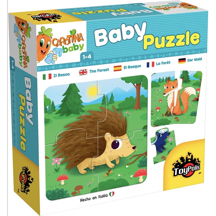Set 6 puzzle cu animale, 24 piese mari, Baby Puzzle, 1-4 ani