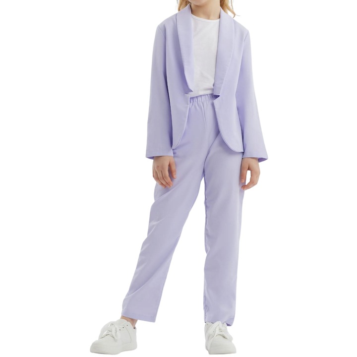 Set elegant pentru fetițe Daria – Costum modern în culoare lavandă, ideal pentru evenimente speciale, Violet