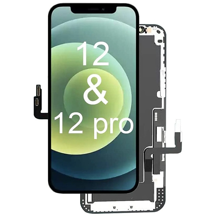 Display OLED pentru iPhone 12 / 12 Pro, negru, 6,1 inch, rezolutie 2532x1170