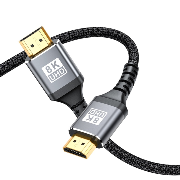 HDMI 2.1 кабел, 8K, 60Hz, 1m, сив