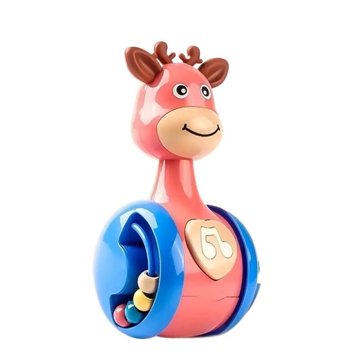 Interaktív babajáték, szarvas dizájn, hangok, 0-3 éves korig, rózsaszín