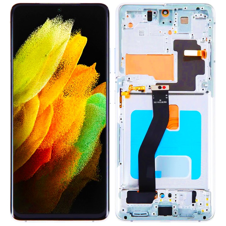 Дисплей Samsung Galaxy S21 Ultra 5G, OLED, 6.5", сребриста рамка, тъчскрийн