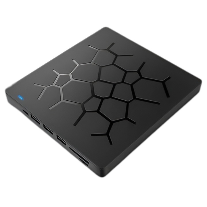 Unitate optica externa Tradebit, cititor SD/TF, 4xUSB, 1xUSB-C, compacta, pentru Windows/Mac