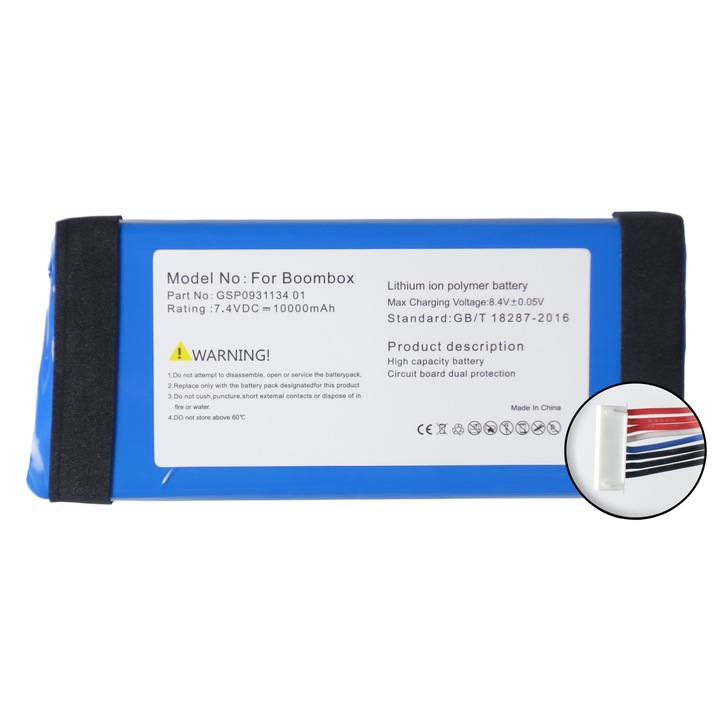 Baterie acumulator pentru JBL BOOMBOX 1, Tradebit, 10000 mAh, 7.4 V, albastru/negru