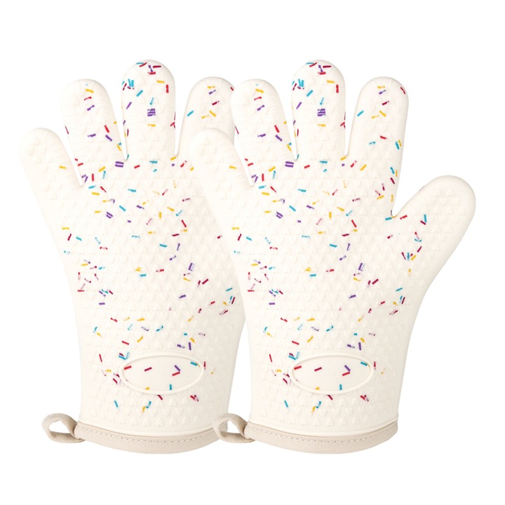 Manusi de bucatarie, Enforose, silicon, rezistente la caldura 450 grade, antiderapante, multicolore, 27.5x20.5cm, set 1 pereche