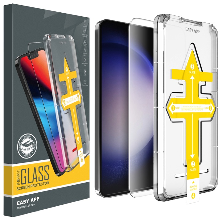 Sticla Temperata 9H pentru Samsung Galaxy S24, Montaj Usor, Protectie Completa, Set complet