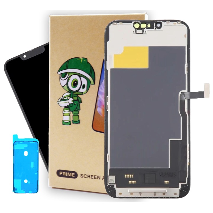 Tradebit Soft OLED дисплей, за iPhone 13 Pro Max, 6.7", черен, с уплътнение