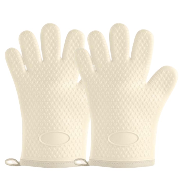 Sütőkesztyű, szilikon, hőálló 450 fokig, vízálló, bézs