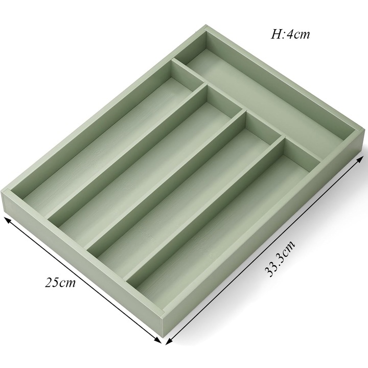 Evőeszköztartó, Enforose, bambusz, 5 rekeszes, 33.3x25x4cm, többszínű