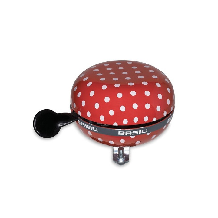 Basil Polkadot kerékpárcsengő, piros-fehér, 80mm, hangos