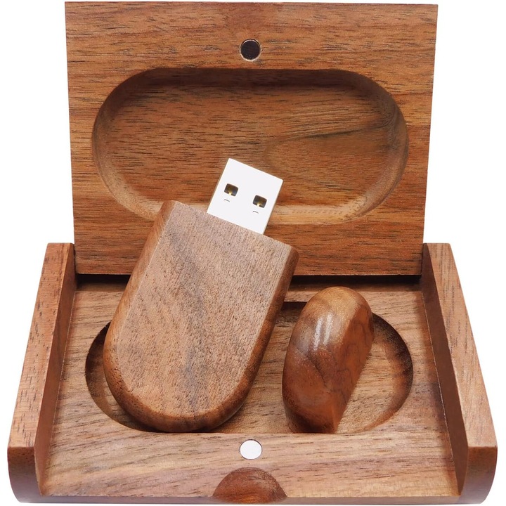 USB памет 64GB от дърво, бърз трансфер, USB 3.0, размери 60x28x9mm, подаръчна кутия