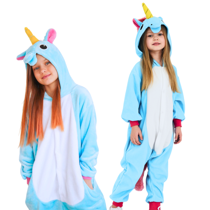 Onesie Kigurumi Pajamas Costume Blue Unicorn