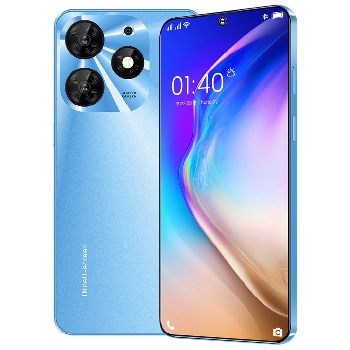 Мобилен телефон Jumua Spark 10 Pro, 7.3", 16GB RAM, 1TB ROM, 5G, Dual SIM, син, Android 13, 7800mAh