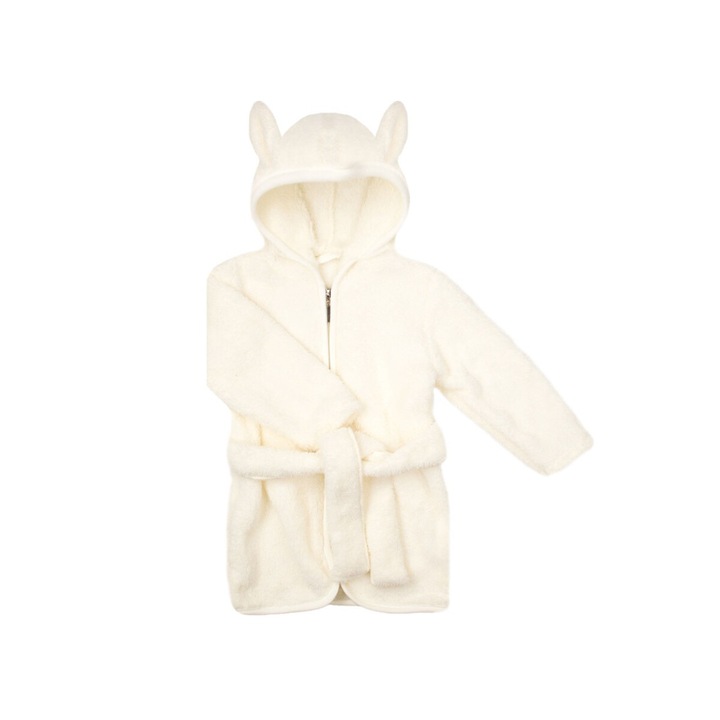 Nicol kapucnis gyerek köntös, poliészter, krém, 122 cm