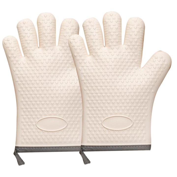 Sütőkesztyű, szilikon, hőálló 450 fokig, vízálló, bézs