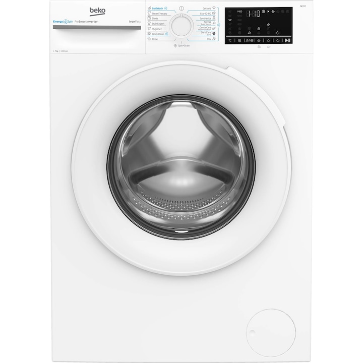 Пералня Beko BM3WFU47415WW, 7 кг, 1400 об/мин, Клас A, ProSmart Inverter Motor, Recycled Tub, Hygiene+, SteamCure, AddXtra, Бял