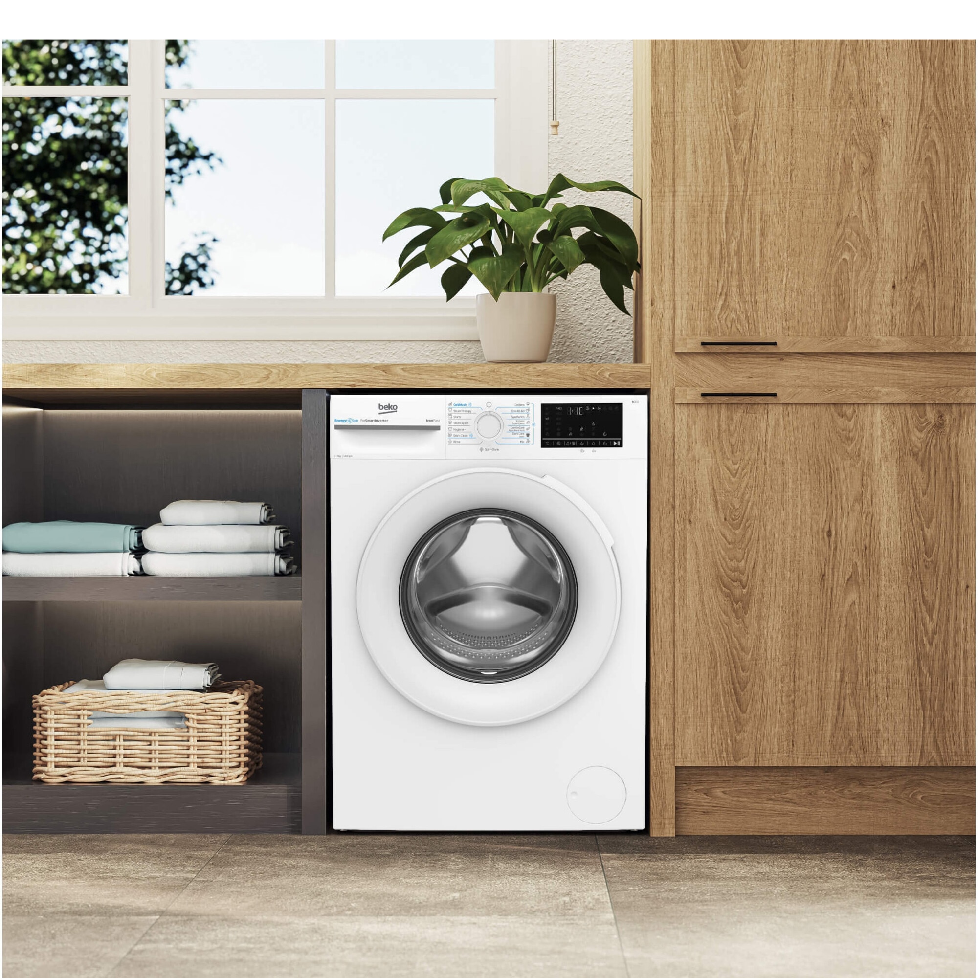 Masina de spalat rufe Beko BM3WFU47415WW, 7 kg, 1400 RPM, Clasa A, Motor ProSmart Inverter, Recycled Tub, Hygiene+, SteamCure, AddXtra, Alb