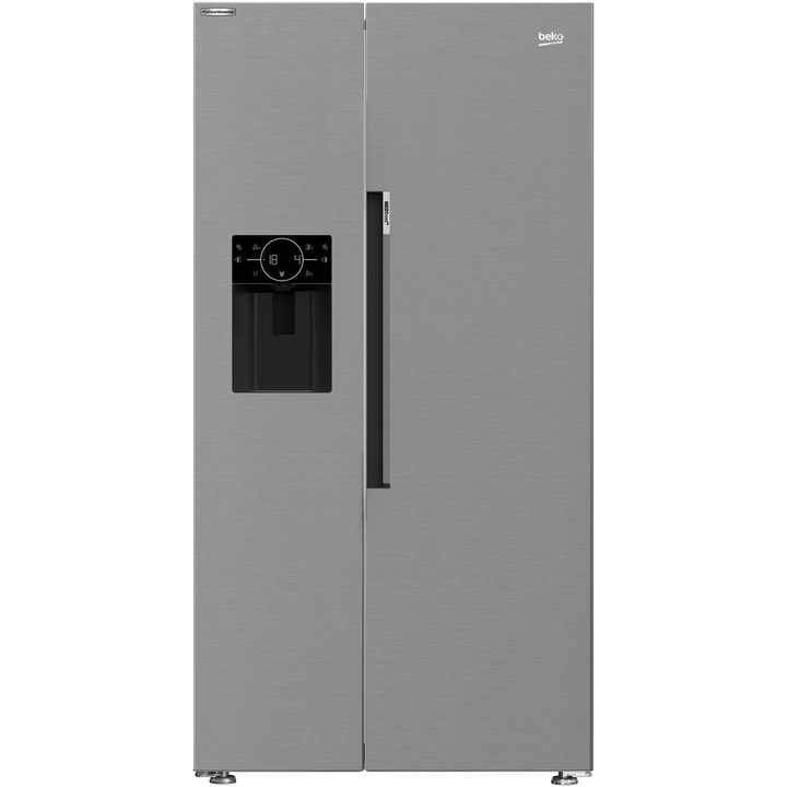 Beko GN162340XBN Side by side hűtőszekrény, 578l, NeoFrost Dual Cooling, HarvestFresh, Inverter kompresszor, E energiaosztály, H: 179cm, Inox Look