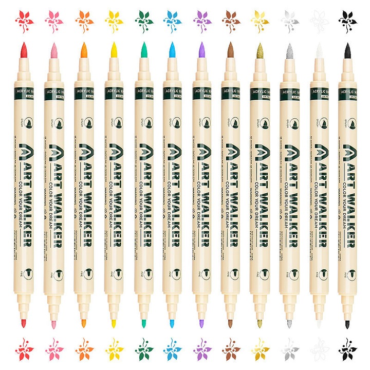 Маркираща писалка, писалка за рисуване на графити, камък за ноктопластика „Направи си сам“, акрилна писалка на водна основа с двойна глава, 36 цвята (маслени пастелни моливи)