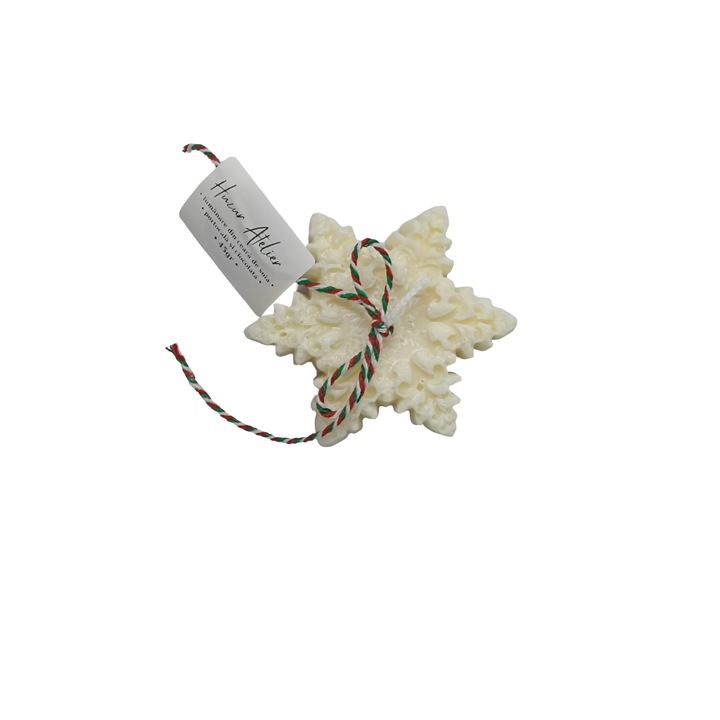 Lumanare decorativa din ceara naturala soia fulg de nea 45gr