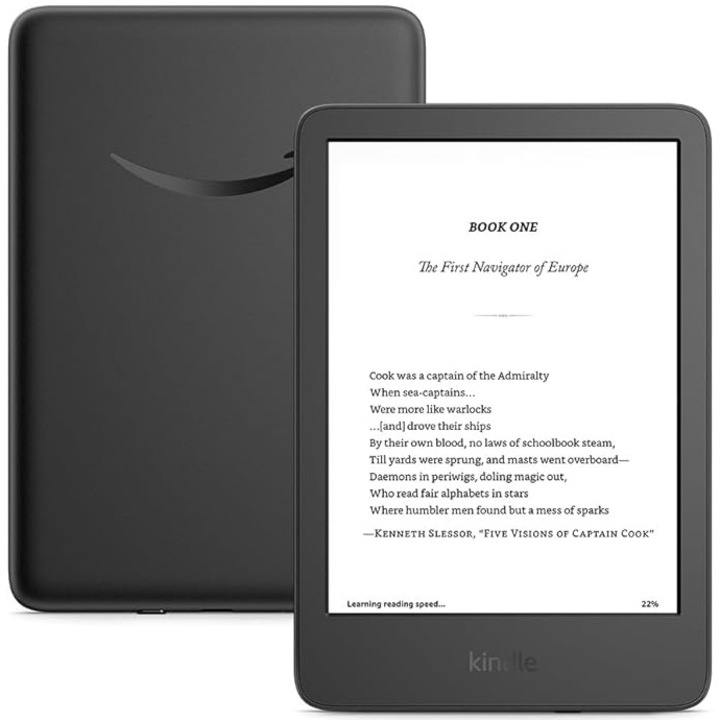 Четец на електронни книги Amazon Kindle 2024 (11-то поколение), 16 GB, дисплей 6", Wi-Fi, USB-C, черен