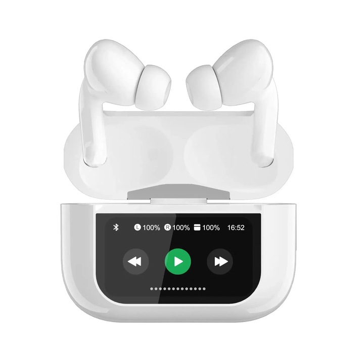 Casti wireless audio, Vaxiuja, Bluetooth 5.3, Control prin Atingere, Incarcare USB, Afisare LED, Autonomie 5 h, IPX5 rezistent la apa, ABS+PC, Negru