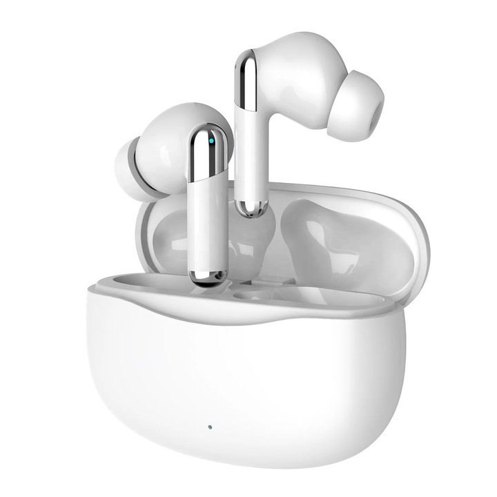Casti Wireless Audio AIR PRO, AMYMAT, ANC & ENC Carcasa cu incarcare wireless, Fara fir compatibilitate universala, bluetooth 5.4 Bluetooth 5.3, rezistente la apa IP54, incarcare rapida, alb