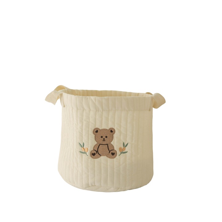 Cos depozitare jucarii si obiecte Mixbo, textil, ursulet, 22 x 28 cm, bej