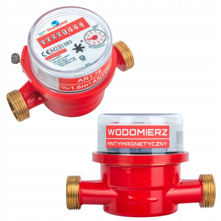 Водомер 1/2, Diamond, 1.6 m3/h DN 15, антимагнитен, многоцветен
