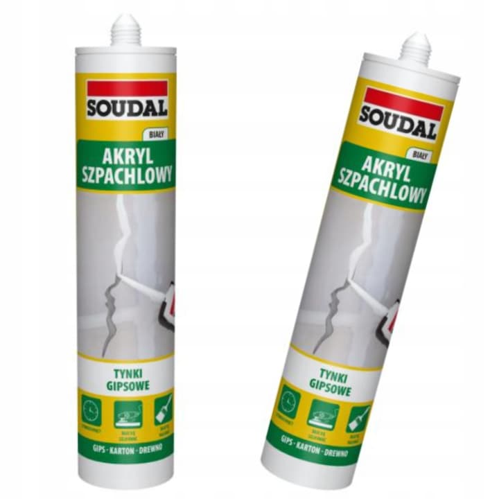 Chit acrilic Soudal 280ml alb, rezistent la temperaturi de -20°C la +80°C, aplicare usoara