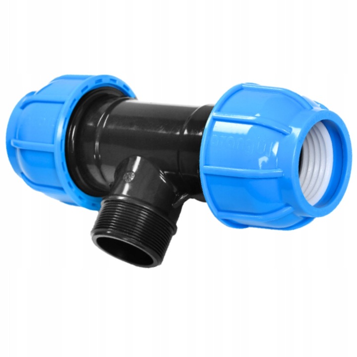 T filetat PE 20x1/2 gz, presiune PN16, culoare negru-albastru, pentru instalatii de apa