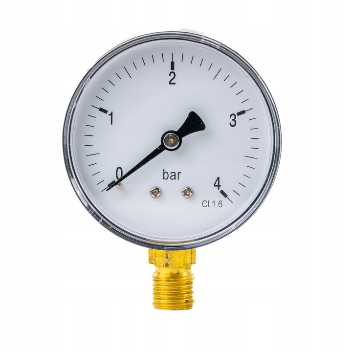 Nyomásmérő 63 mm, 0-16 bar, GOSHE, radiális rögzítés, fekete/fehér