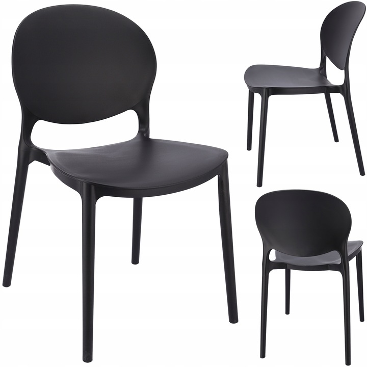 Scaun Jumi JUSTIN, polipropilen, 80x45x56cm, negru