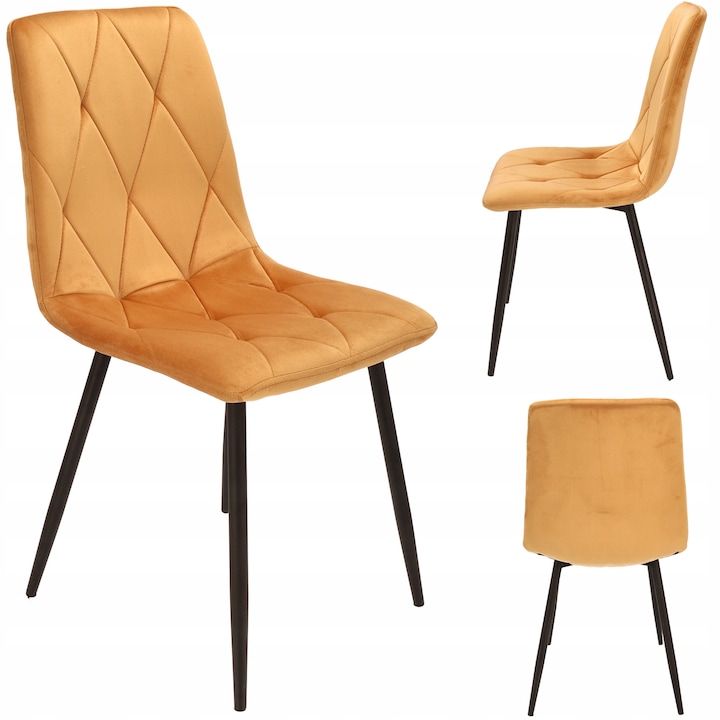 Scaun PIADO, miodie/musztarda, 89x44x52cm, tapiterie din velur, picioare metalice