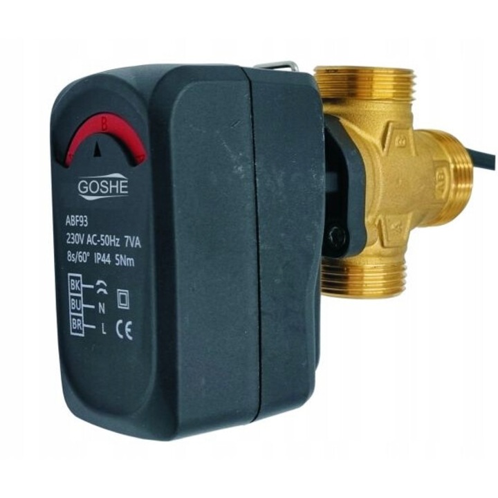 Трипътен превключващ вентил, GOSHE, 5/4", KVS 8, IP44, 7W