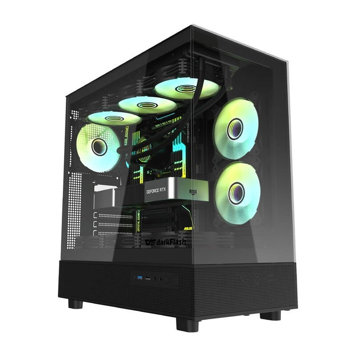 Кутия Darkflash DPX90, 2 стъклени панела, поддържа ATX/M-ATX/ITX платки, черен, 456x230x435mm