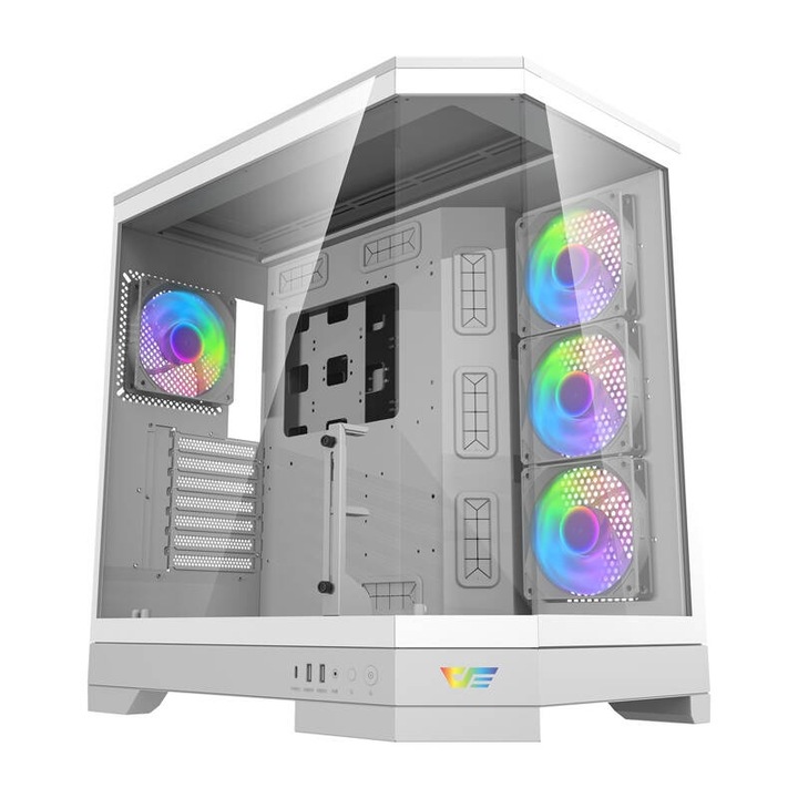 Кутия ATX, Darkflash, DQX90, Закалено стъкло, 7 PCI слота, 515x302x498мм, Бял