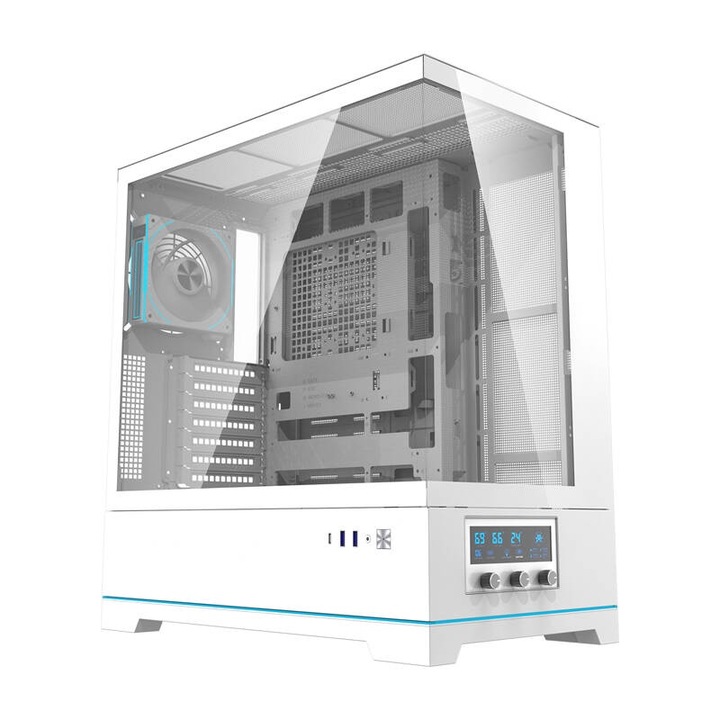 Кутия ATX Mid Tower, Darkflash, ARGB осветление, 491 x 258 x 451 мм, Бял