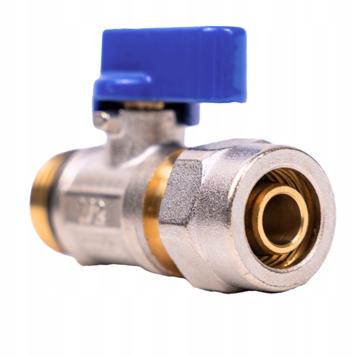 Supapa mini pentru teava PEX, Alama, 16 mm x 1/2", Albastru