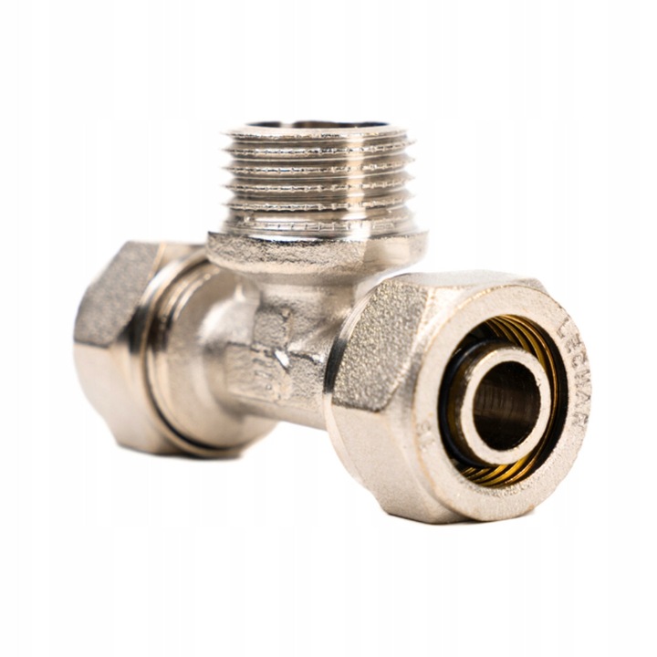 Piesa T PEX insurubata 16x1/2"GZx16, alama, pentru instalatii de alimentare cu apa si incalzire centrala