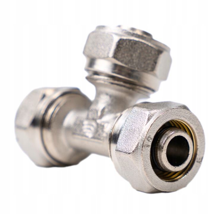 Piesa T PEX rasucita 20x20x20mm, alama, pentru instalatii de alimentare cu apa si incalzire centrala