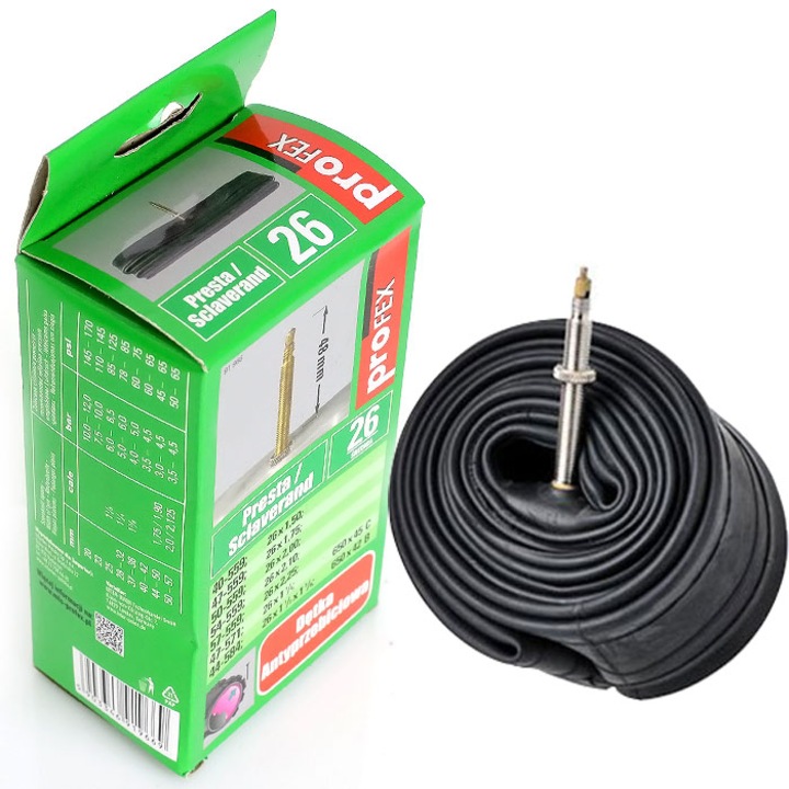 Camera roata bicicleta ProFex 26x1,50-2,125, ventile Sclaverand, butil de inalta calitate