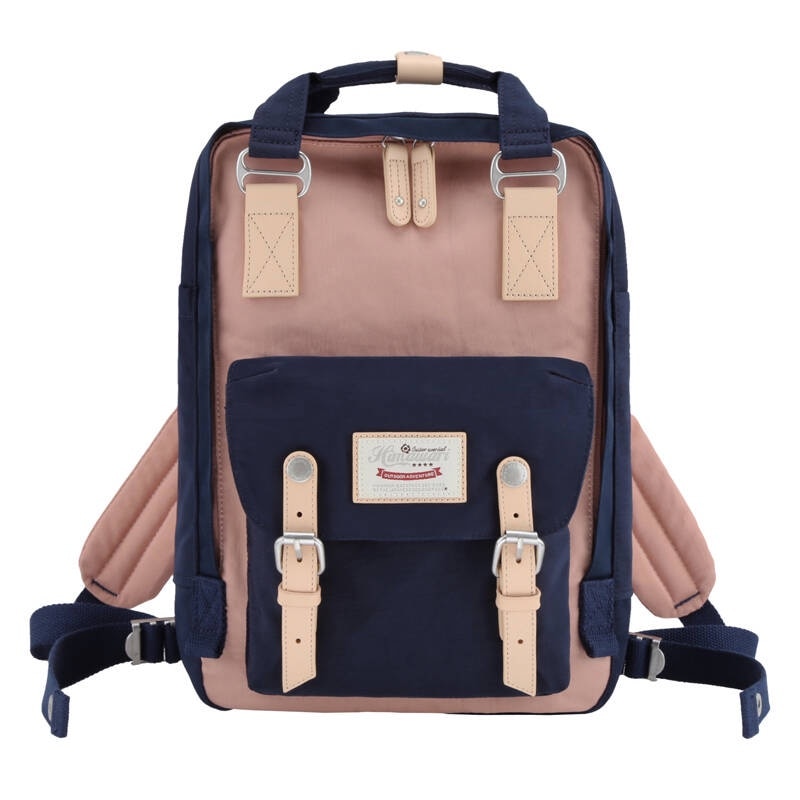 Rucsac laptop 14'', Himawari 188L, granat-roz, 39x28x15cm, 2 compartimente, 9 buzunare